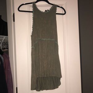 POL Green Flowy Top With Flowery Detail